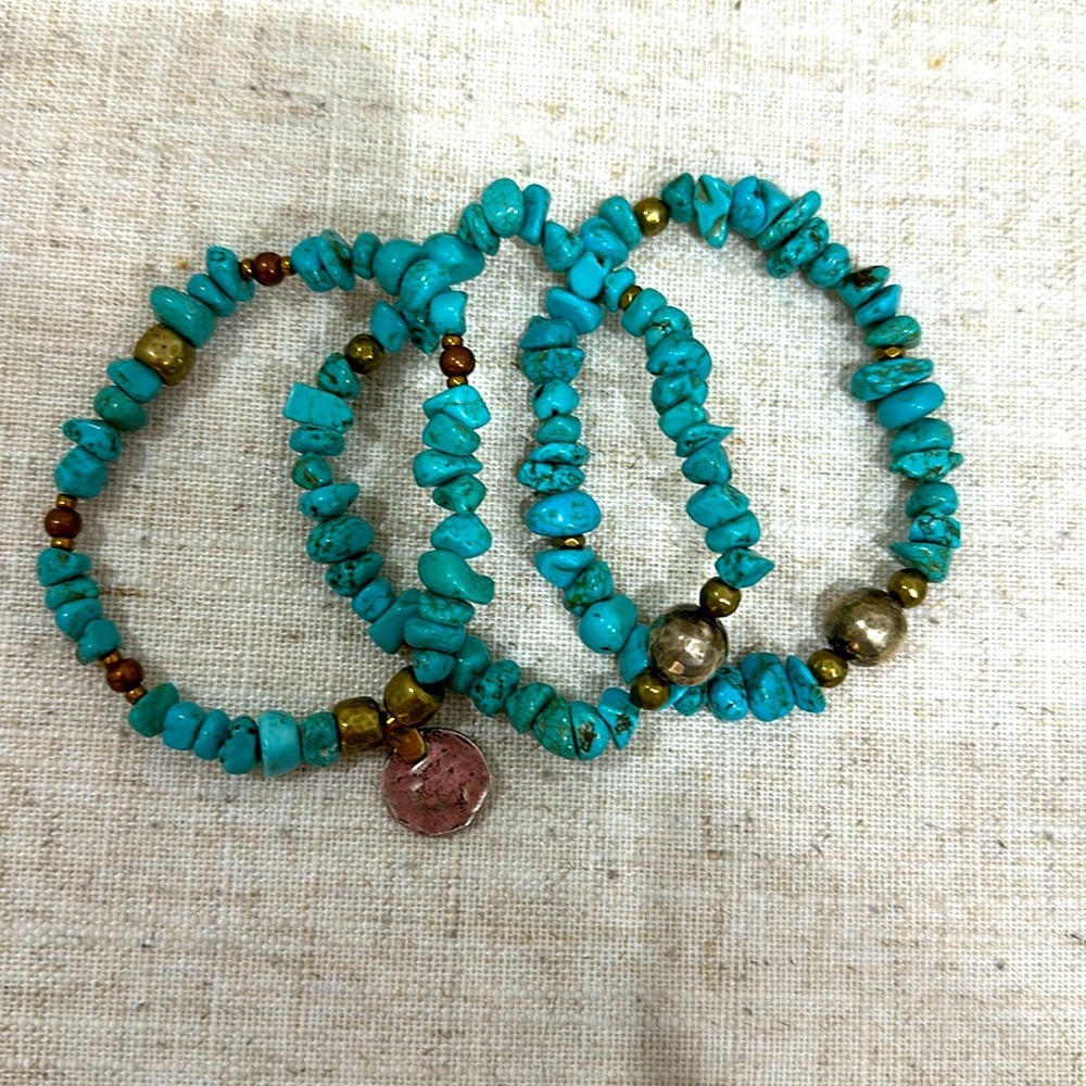 Turquoise stone bracelet stack